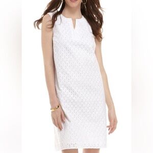 EUC Kim Rogers white eyelet sleeveless dress size Large